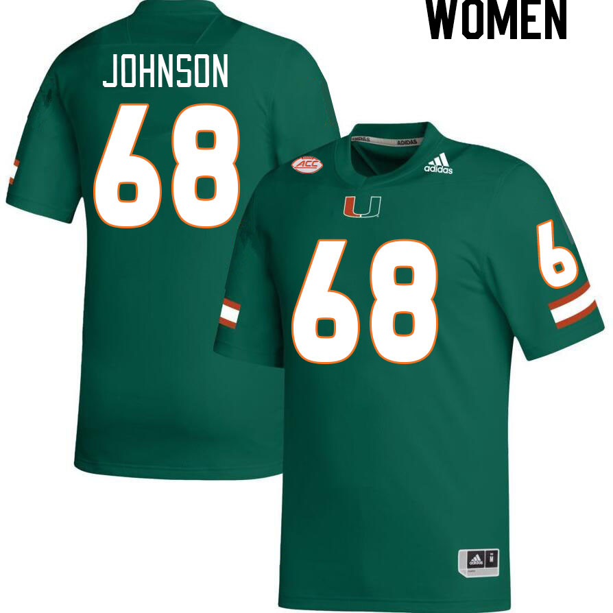 Women #68 Ian Johnson Miami Hurricanes College Football Jerseys Stitched-Green